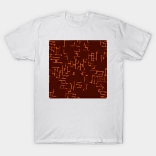 Playful orthogonal Pattern - Warm Brown-Orange T-Shirt